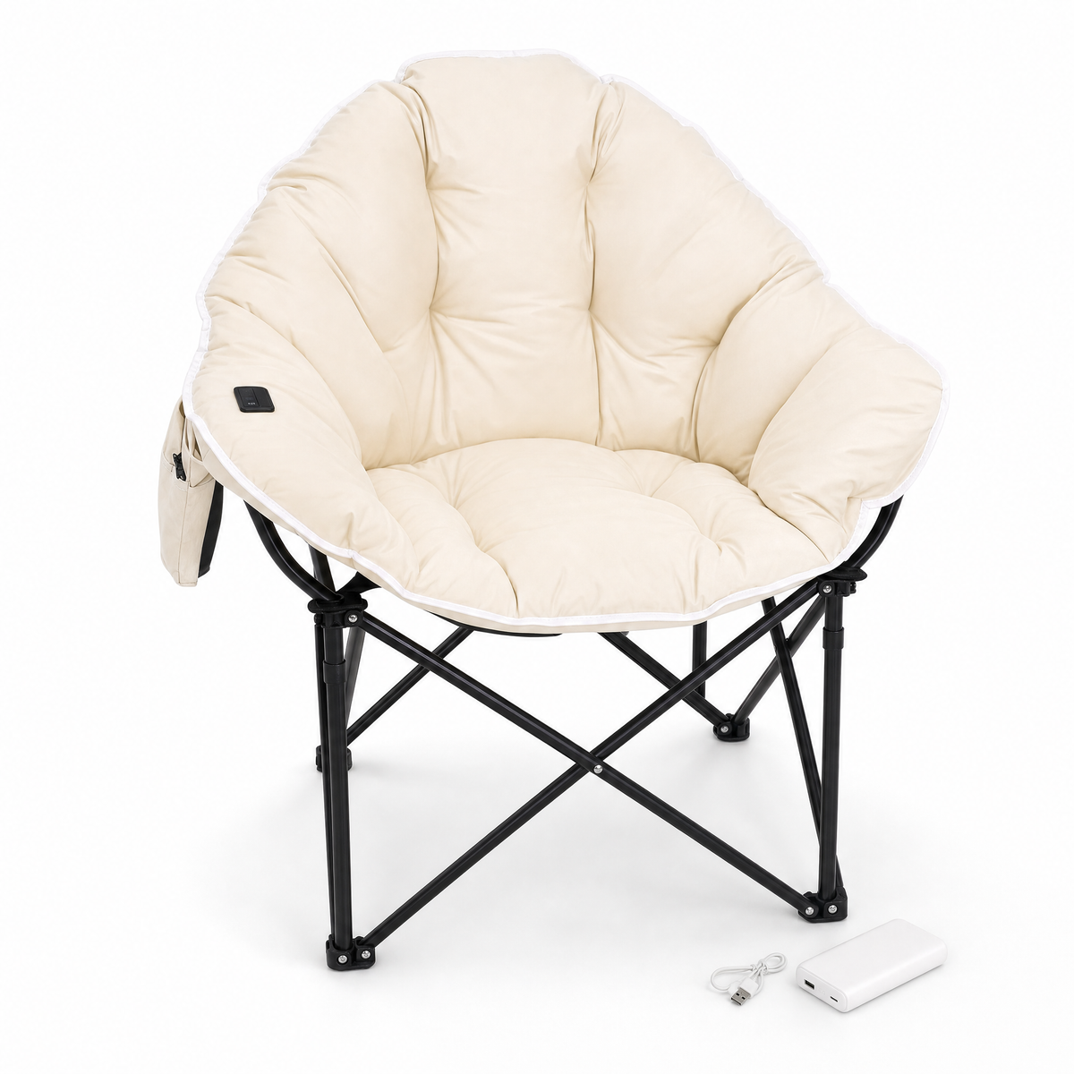 Sideline Heat heated chair in cream with power bank