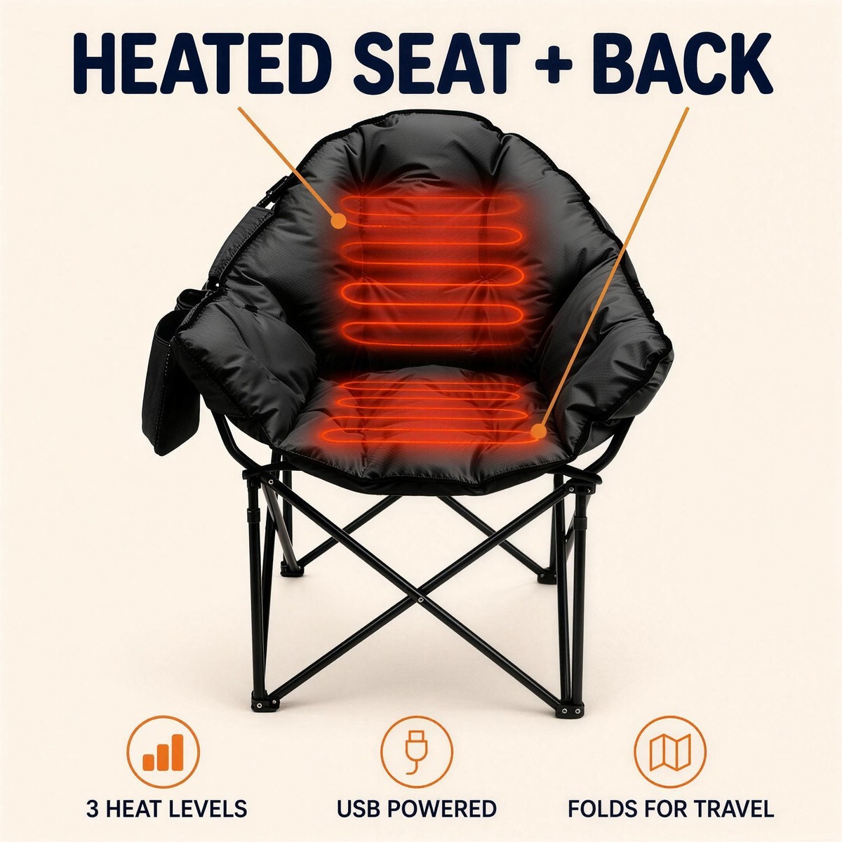 Heated seat and back with 3 heat levels